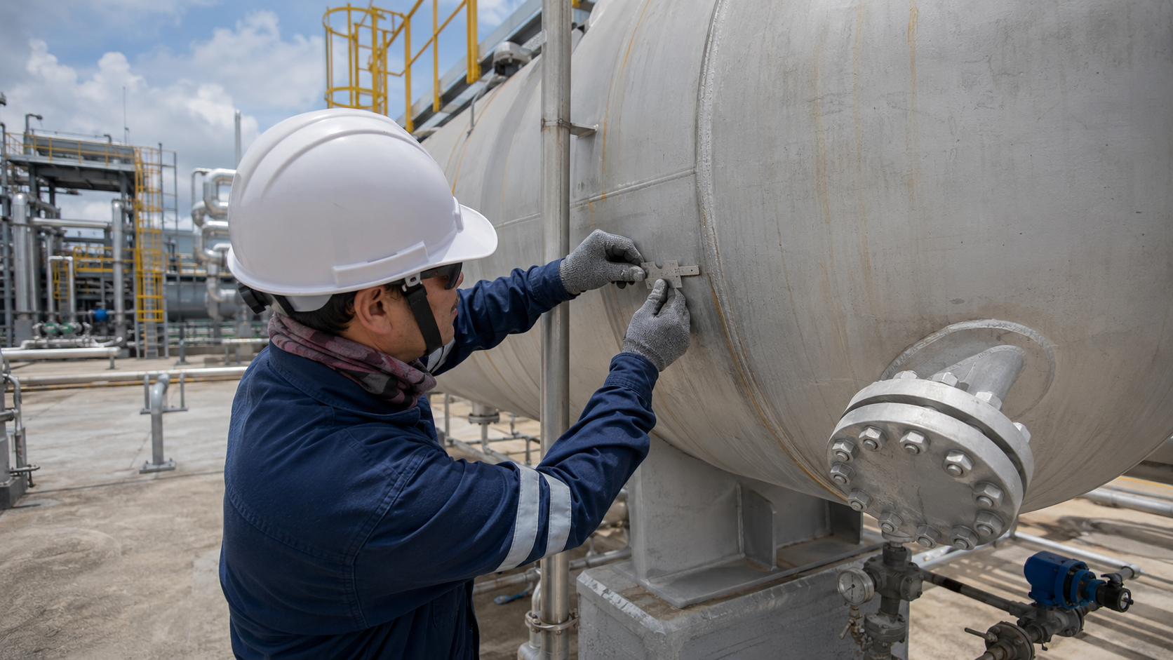 Визуально-измерительный контроль резервуаров для хранения сжатого газа