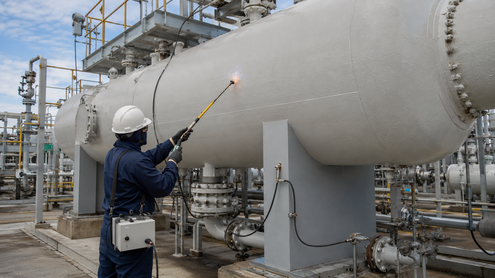 Контроль сплошности изоляционного покрытия нефтегазовых сепараторов электроискровым методом